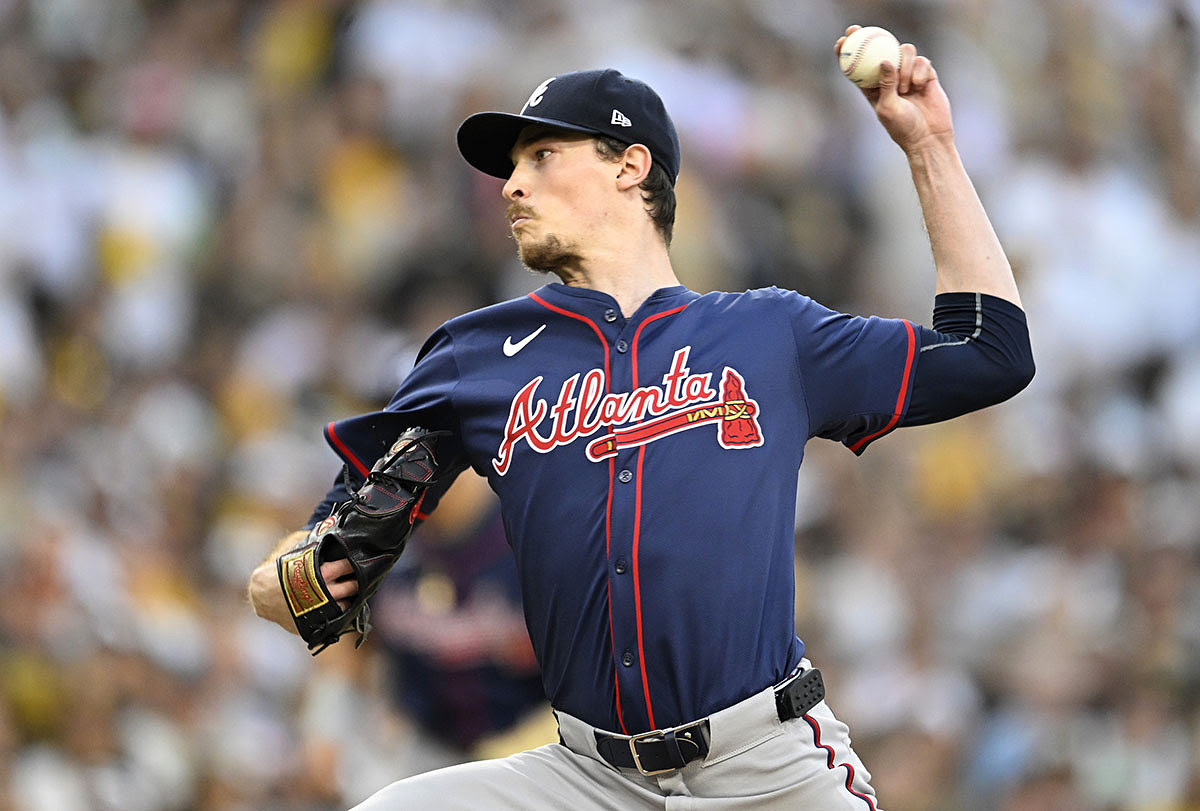 Atlanta Braves pitcher Max Fried (54) throws during the first inning of game two in the Wildcard round for the 2024 MLB Playoffs against the San Diego Padres at Petco Park.