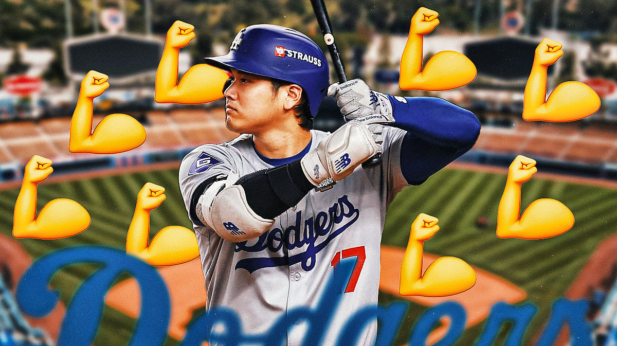 Shohei Ohtani with "flexing" emojis