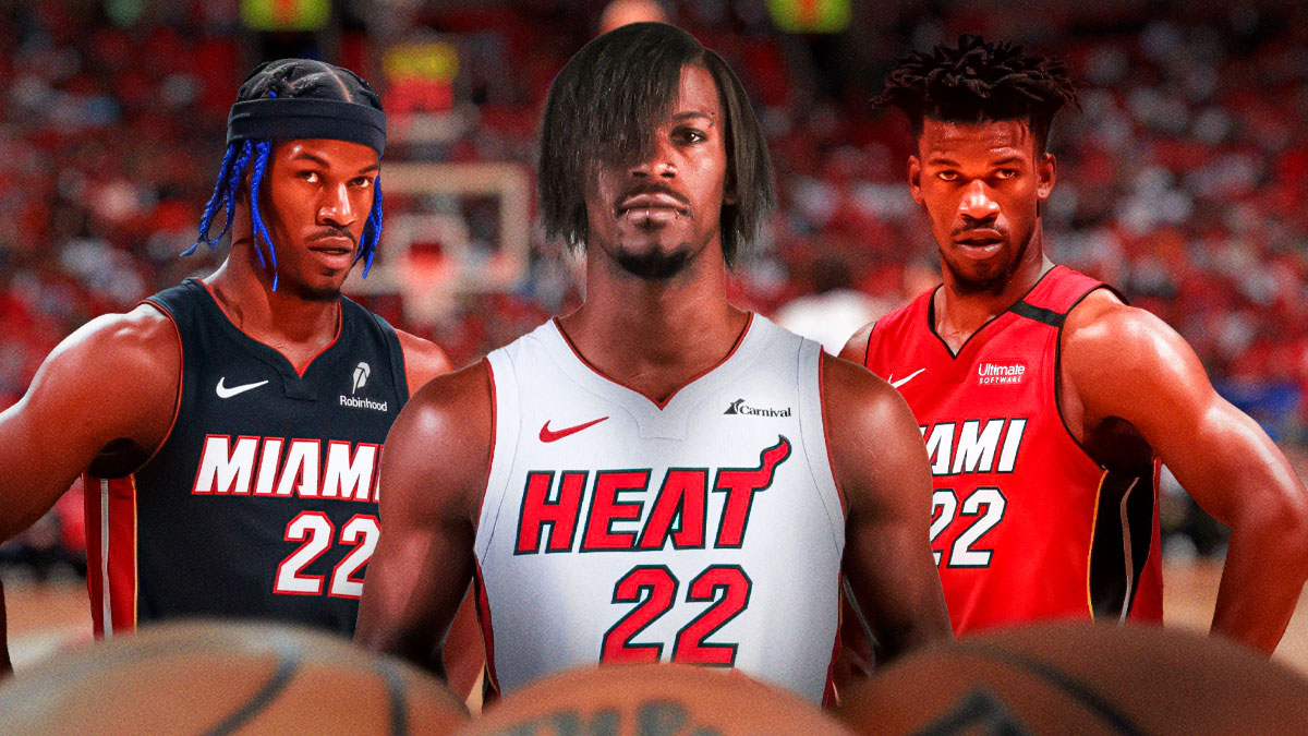 Jimmy Butler with different hairstyles.