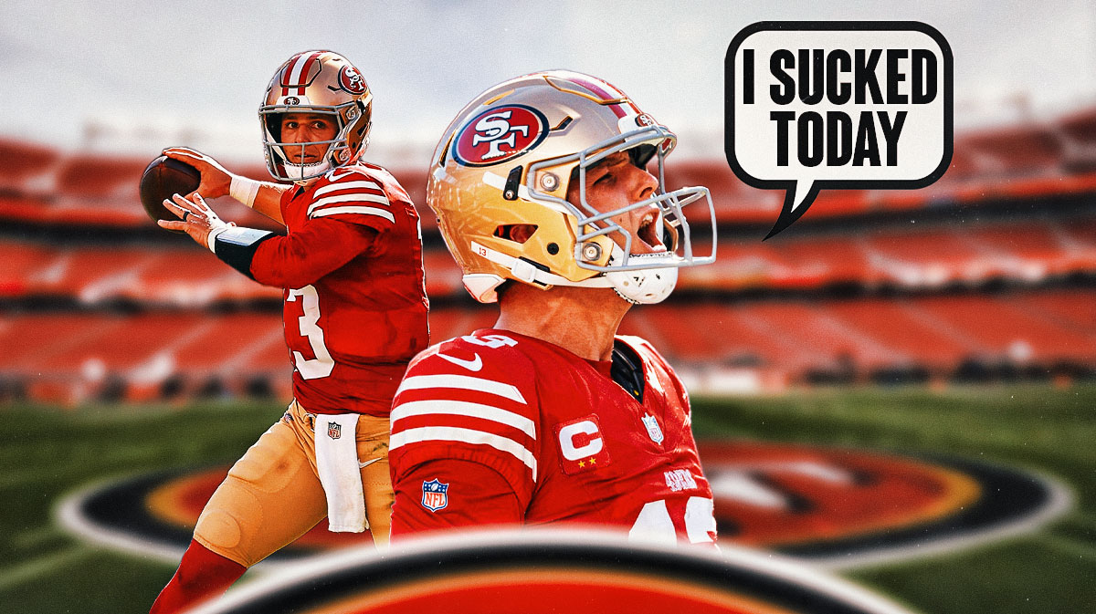 Brock Purdy saying, "I sucked today." with a 49ers BG.
