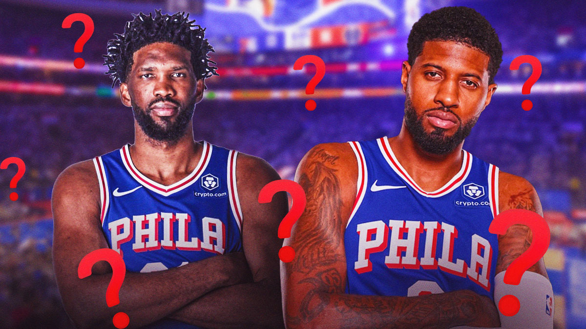 76ers' Joel Embiid and Paul George surrounded by question marks