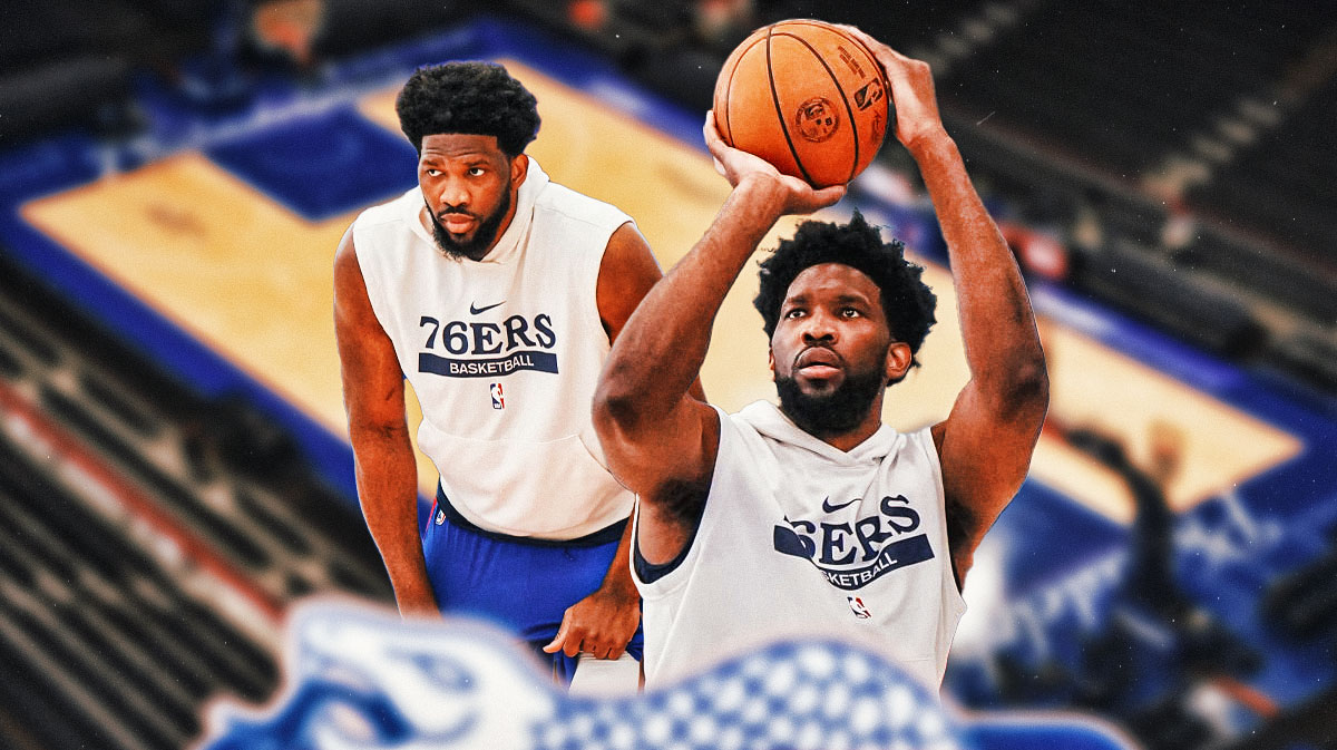 76ers' Joel Embiid in practice clothes