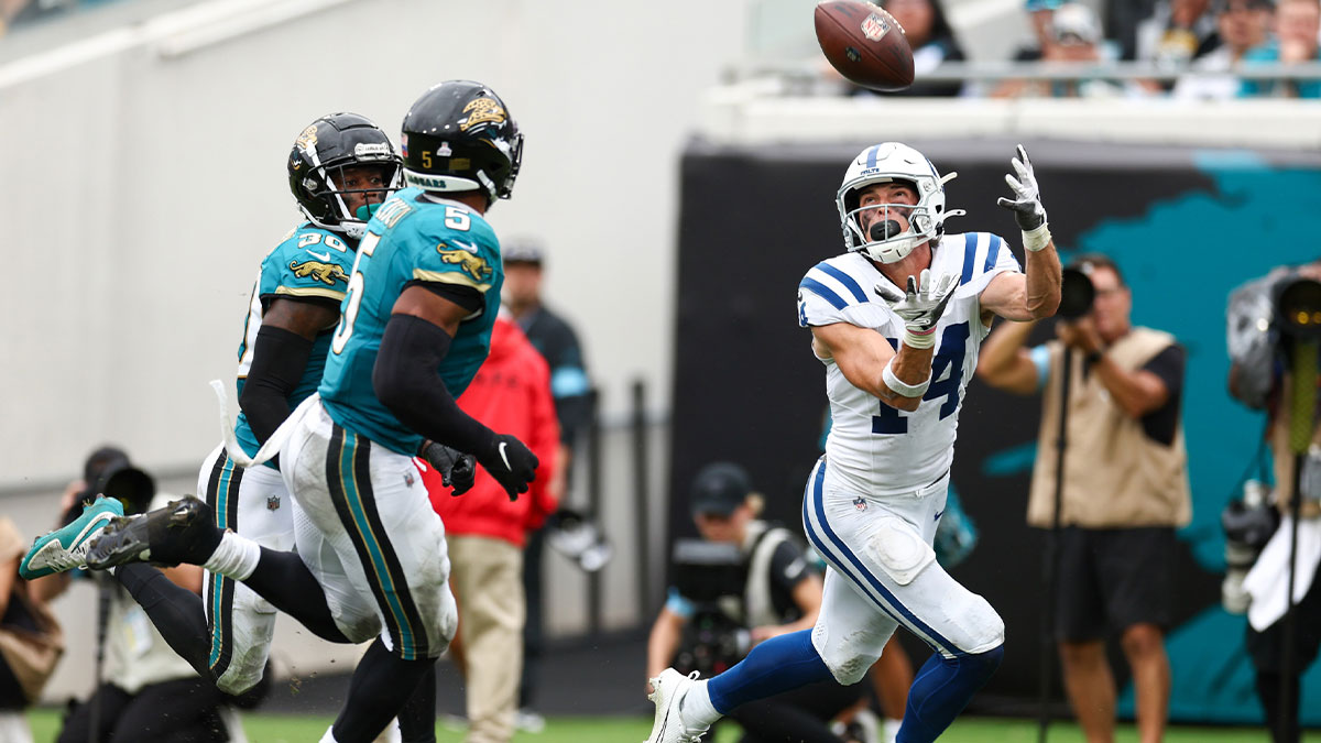 Indianapolis Colts wide receiver Alec Pierce (14) catches a pass against the Jacksonville Jaguars in the fourth quarter at EverBank Stadium.