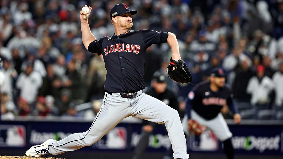 Cleveland Guardians pitcher Alex Cobb (35) pitches during the second inning against the New York Yankees in game one of the ALCS for the 2024 MLB Playoffs at Yankee Stadium.