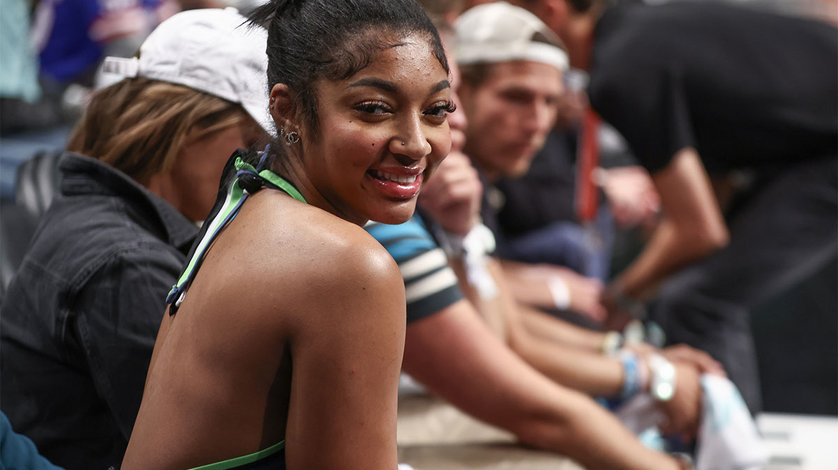 Chicago Sky forward Angel Reese attends game five of the 2024 WNBA Finals at Barclays Center.