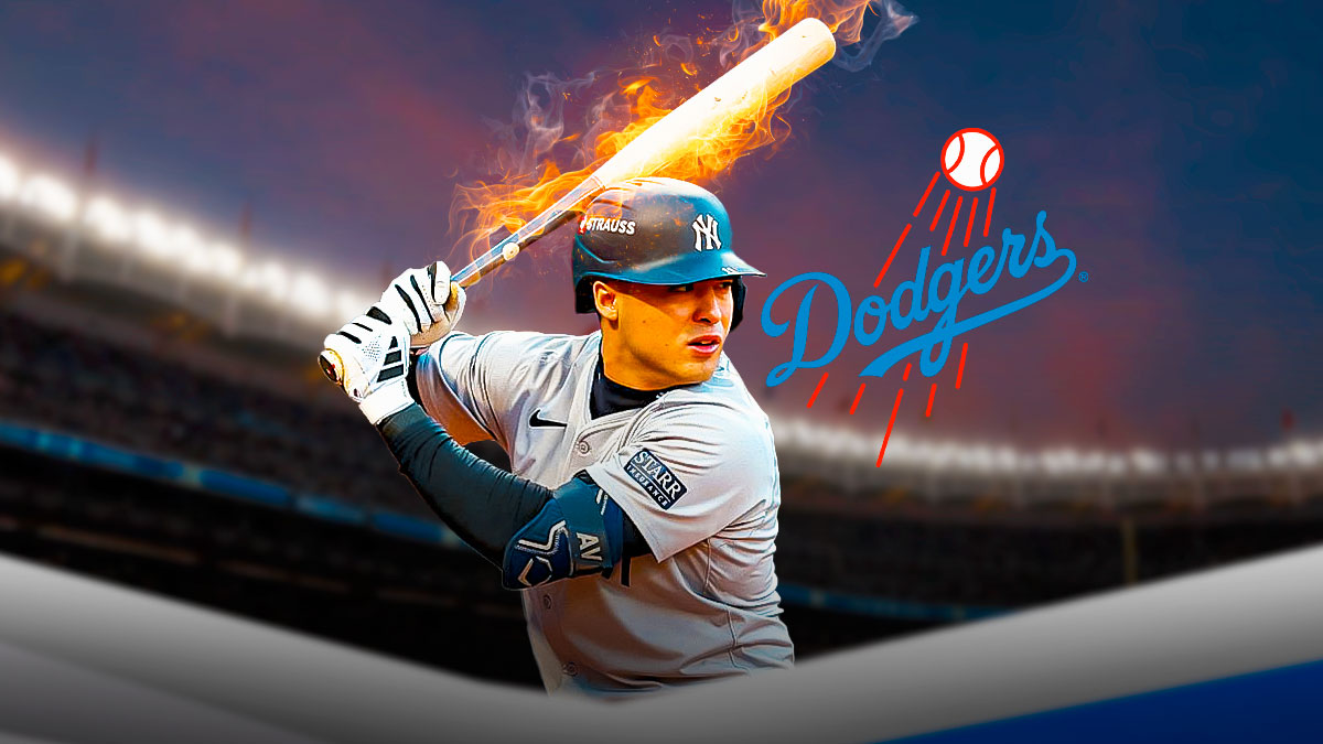 Yankees' Anthony Volpe with flaming bat, Dodgers