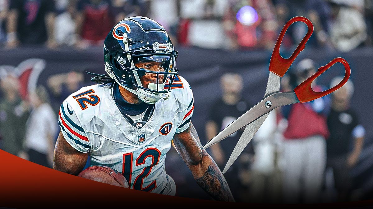 Bears' Velus Jones next to scissors since he's getting cut