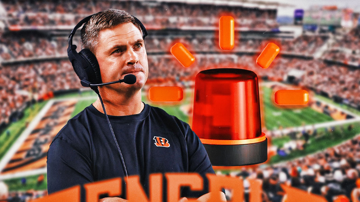 Bengals Zac Taylor with emergency symbol.