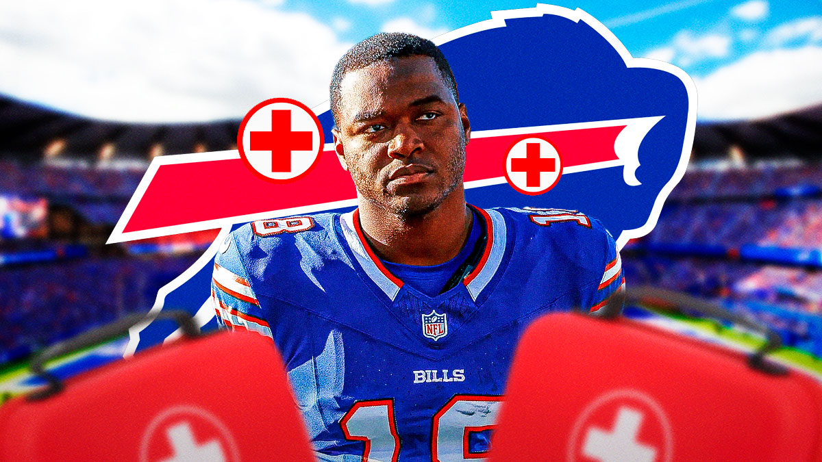 Buffalo Bills WR Amari Cooper with an injury symbol. There is also a logo for the Buffalo Bills.