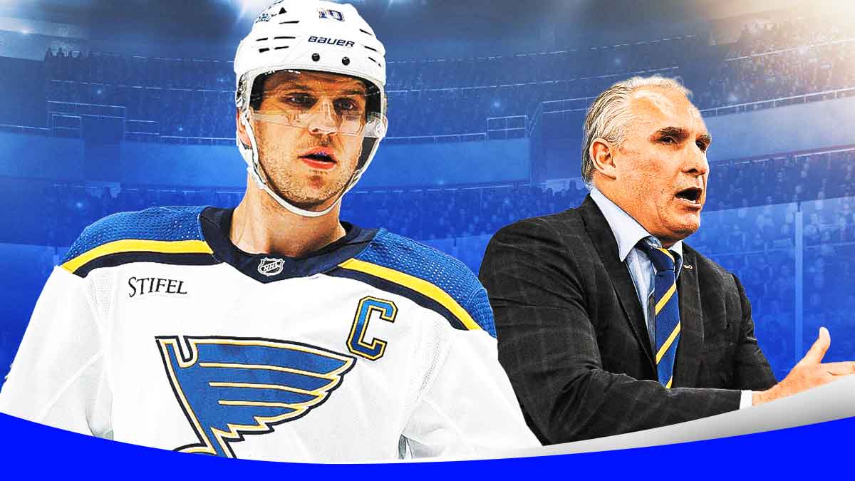 Blues captain Brayden Schenn and Maple Leafs coach Craig Berube