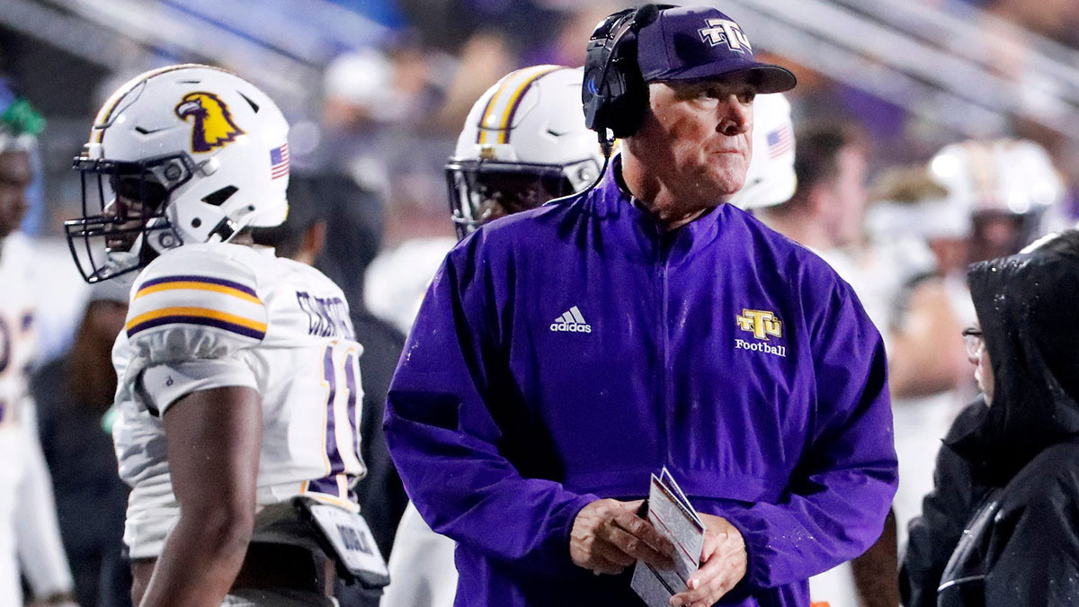 Tennessee Tech head coach Bobby Wilder on the sidelines during the football game against Middle Tennessee at Middle Tennessee