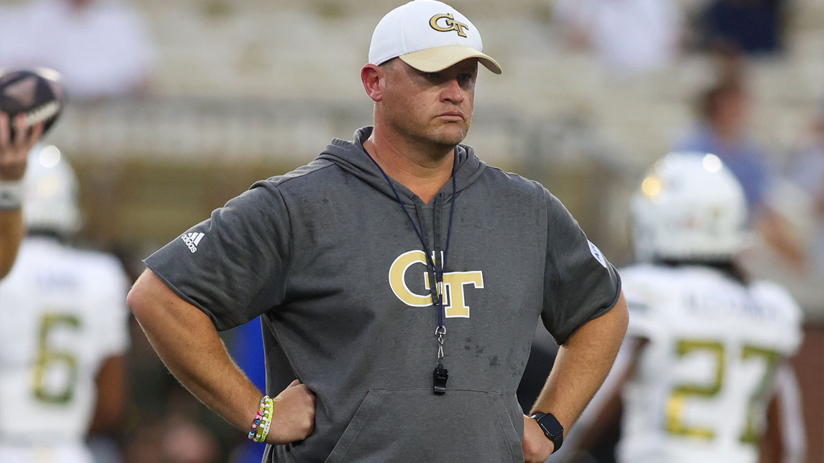 Georgia Tech Yellow Jackets head coach Brent Key on the field before a game against Georgia State Panthers at Bobby Dodd Stadium at Hyundai Field.