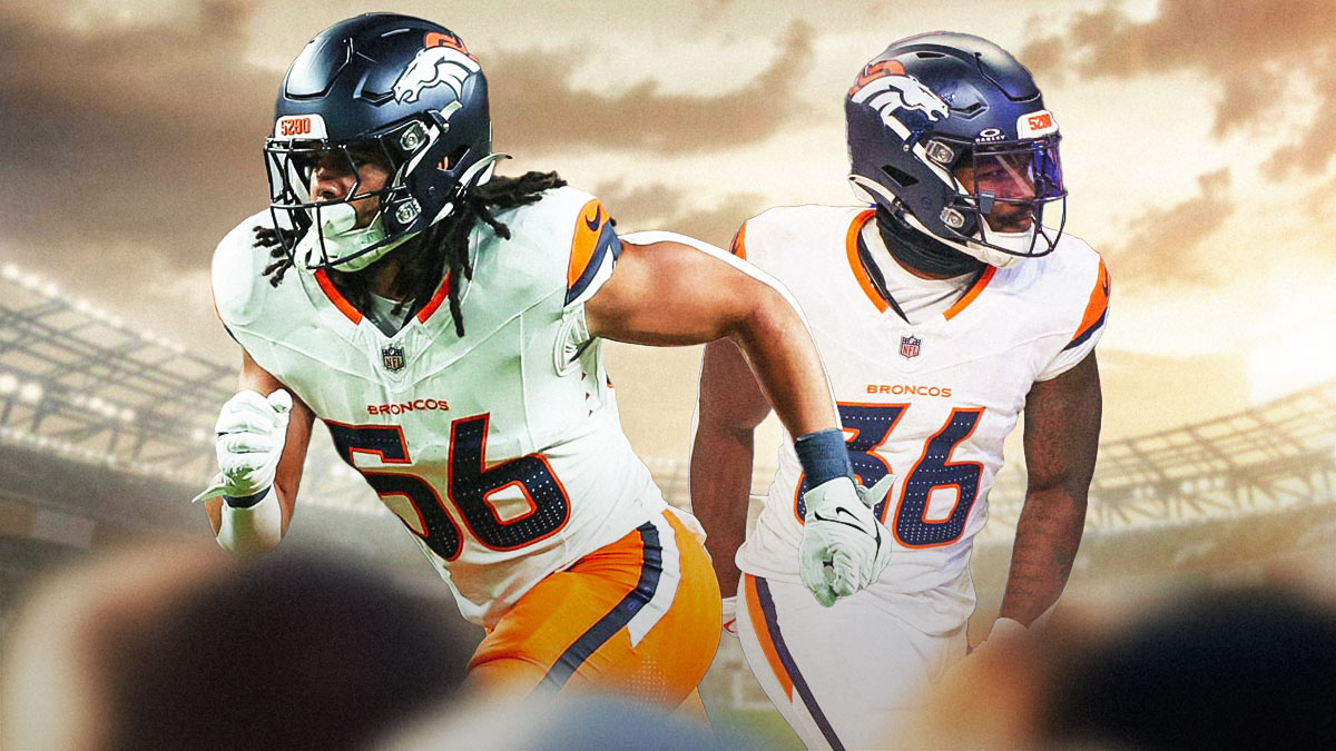 Levelle Bailey and Tyler Badie in Denver Broncos uniforms as the Broncos made roster moves due to injury.