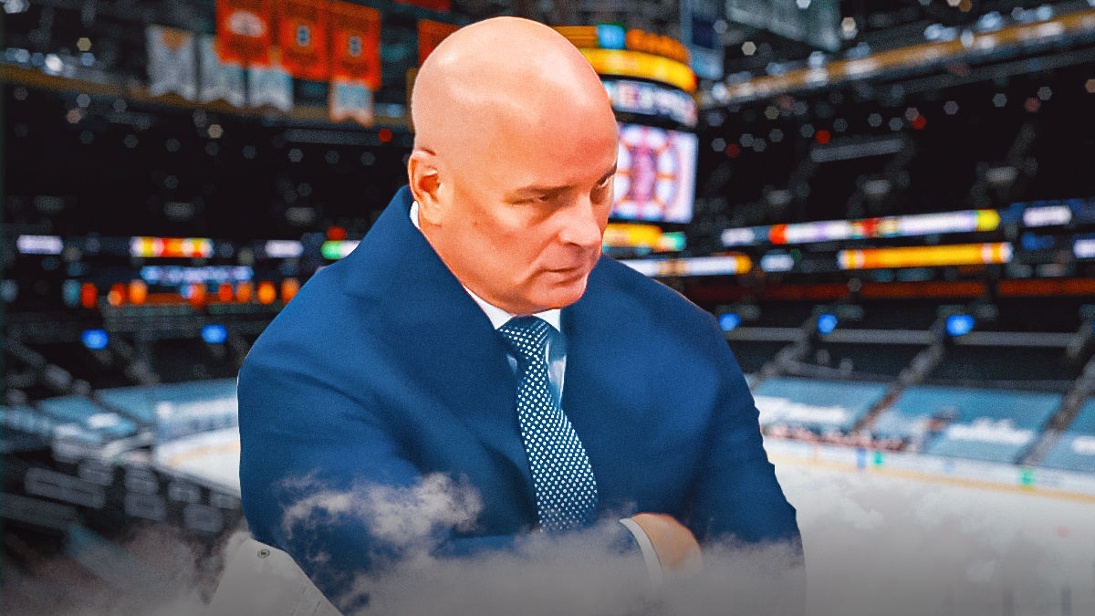 Bruins coach Jim Montgomery inside TD Garden