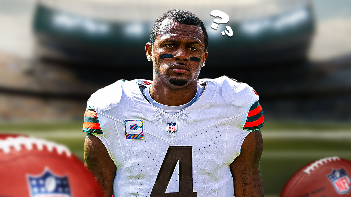 Browns QB Deshaun Watson looking dejected or confused