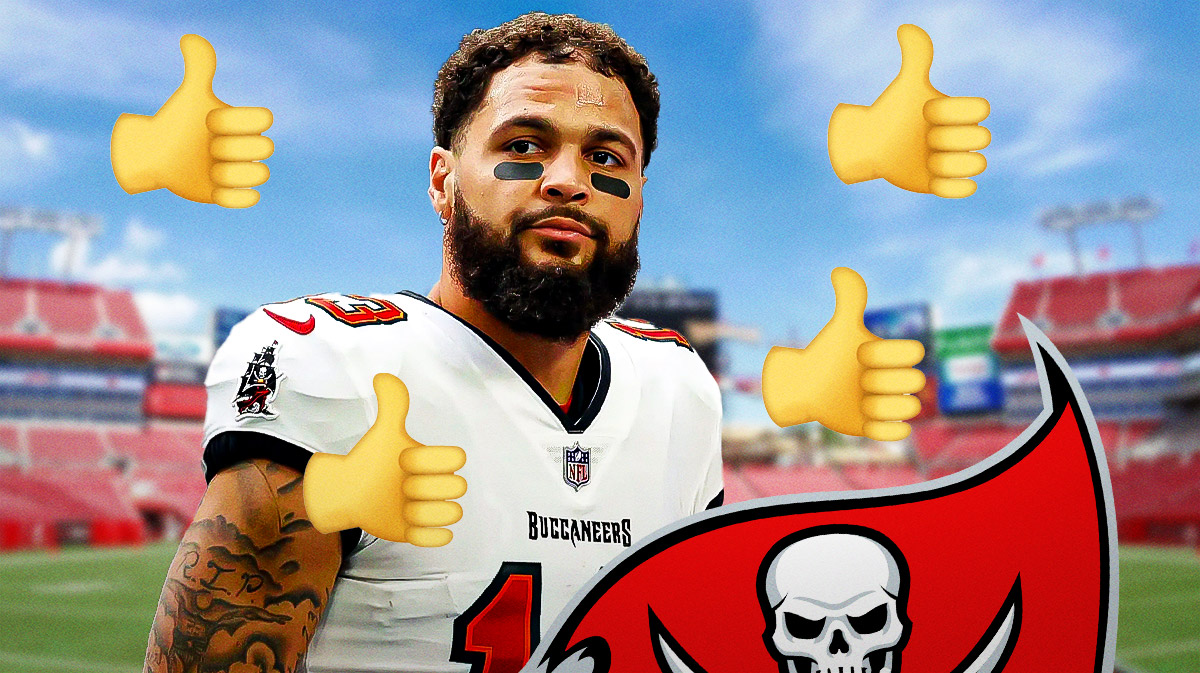 IMAGE: Need Buccaneers Mike Evans smiling with the thumbs up emoji all over image.
