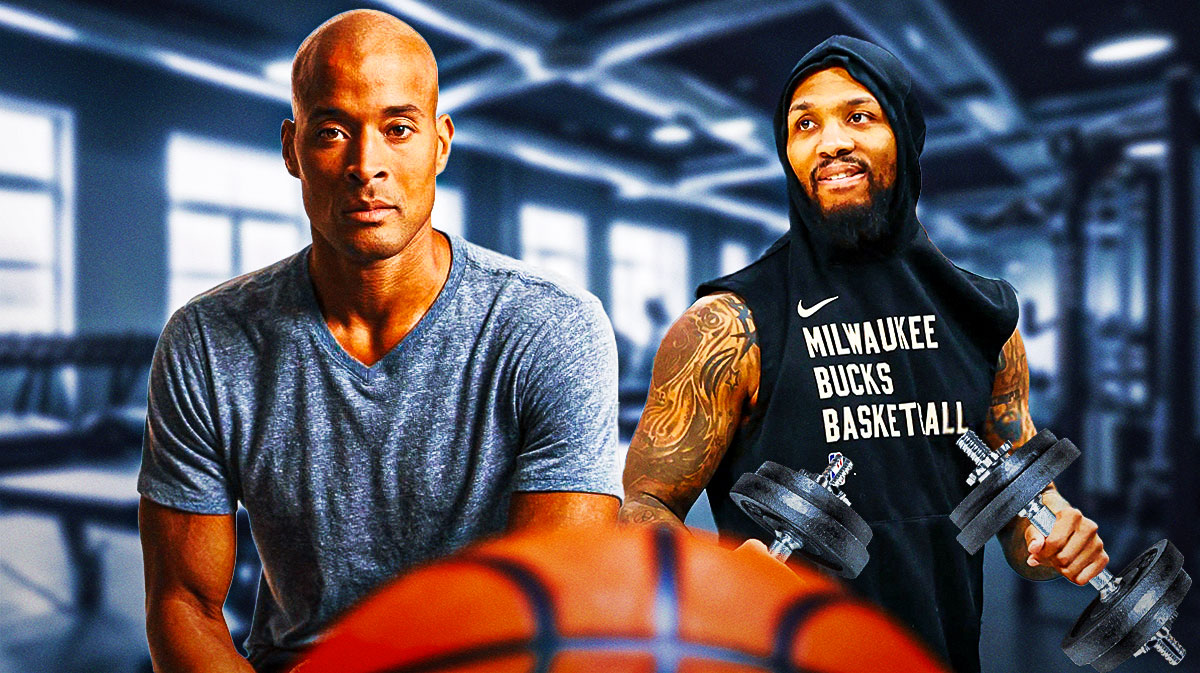 Bucks Damian Lillard lifting weights and David Goggins