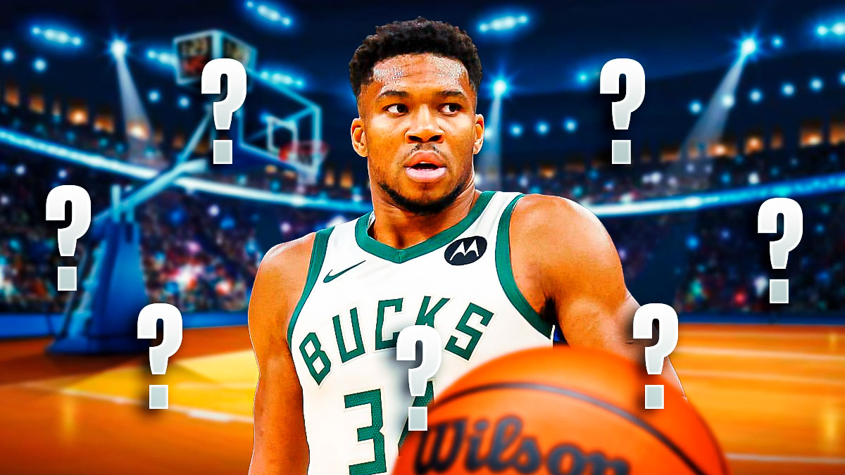 Bucks' Giannis Antetokounmpo with question marks