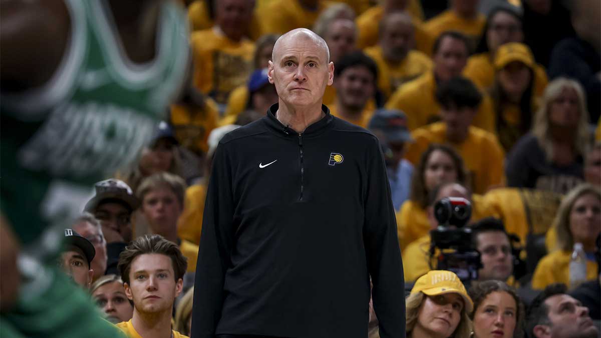 Indiana Pacers coach Rick Carlisle during the second quarter during game four of the eastern conference finals for the 2024 NBA playoffs at Gainbridge Fieldhouse.