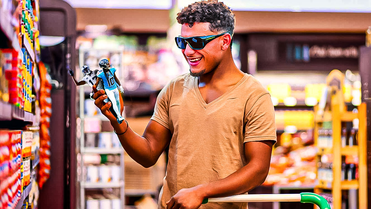 Patrick Mahomes (chiefs) as a man doing grocery
