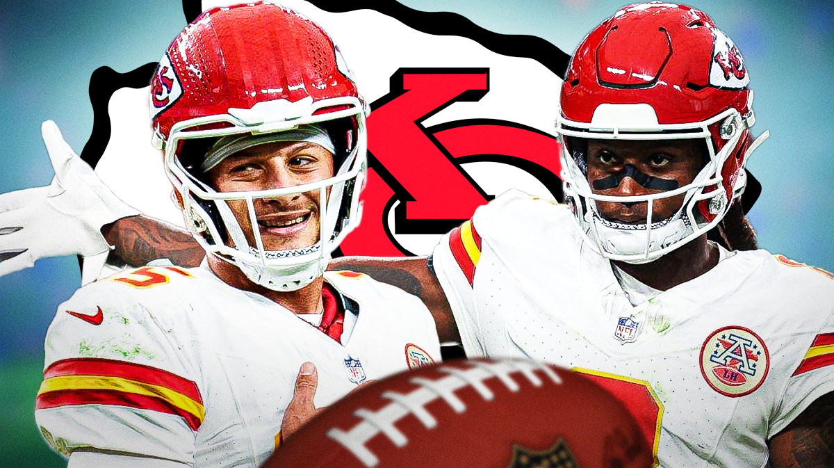 Patrick Mahomes next to DeAndre Hopkins with Chiefs logo.