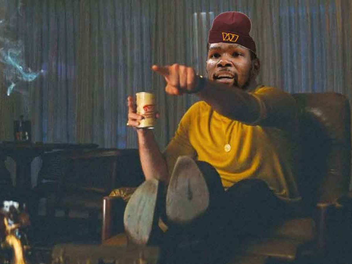 Kevin Durant's epic reaction after Commanders QB Jayden Daniels' Hail Mary TD vs. Bears