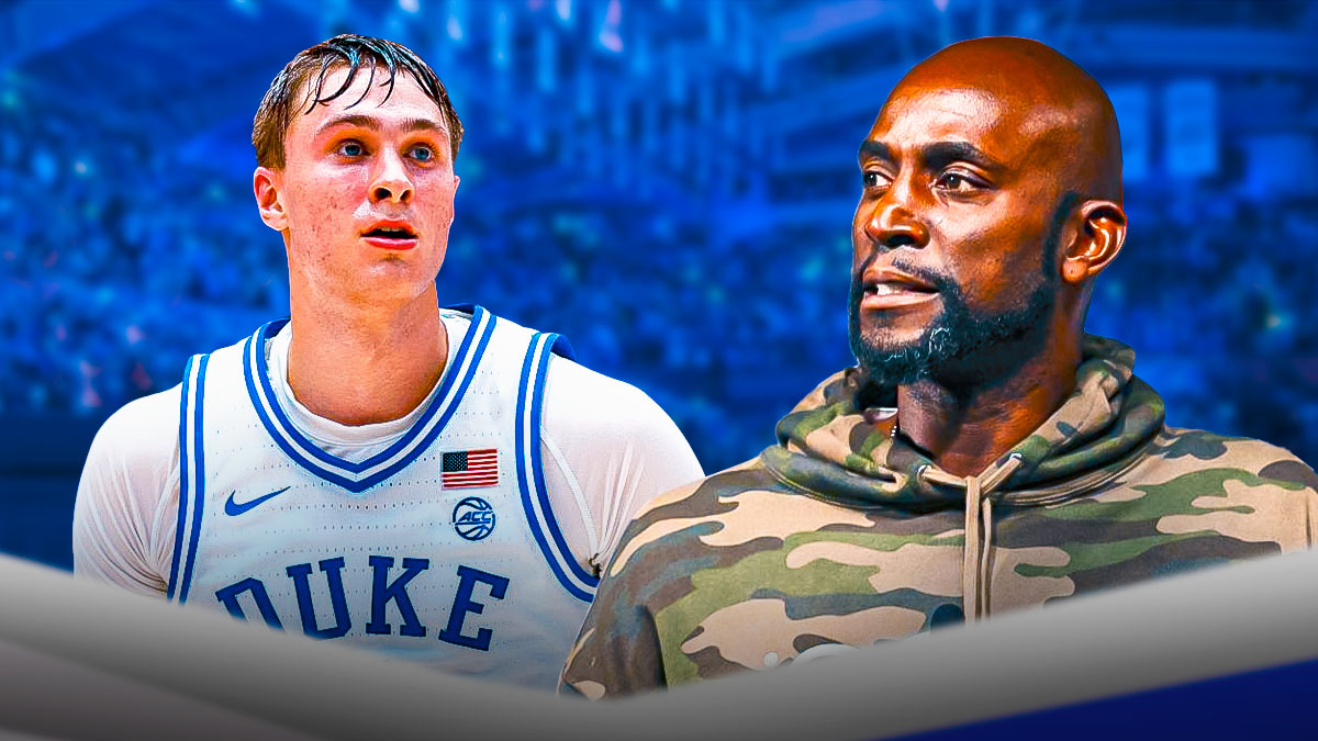 Cooper Flagg beside Kevin Garnett.