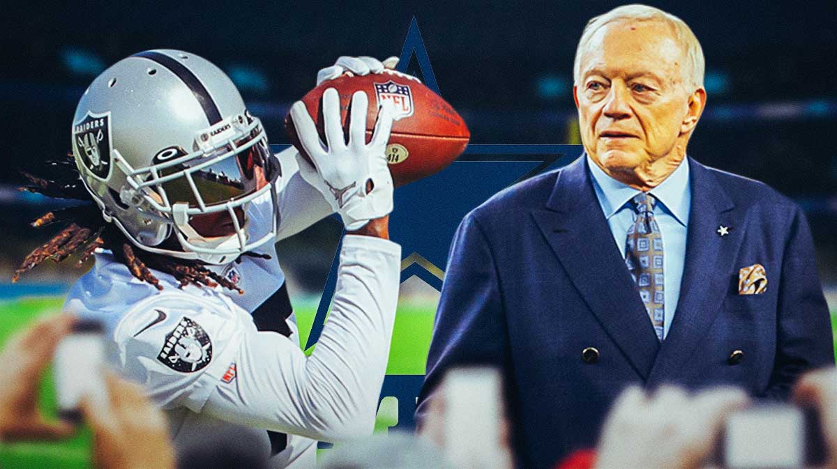 Cowboys' Jerry Jones watching Raiders' Davante Adams catching a pass