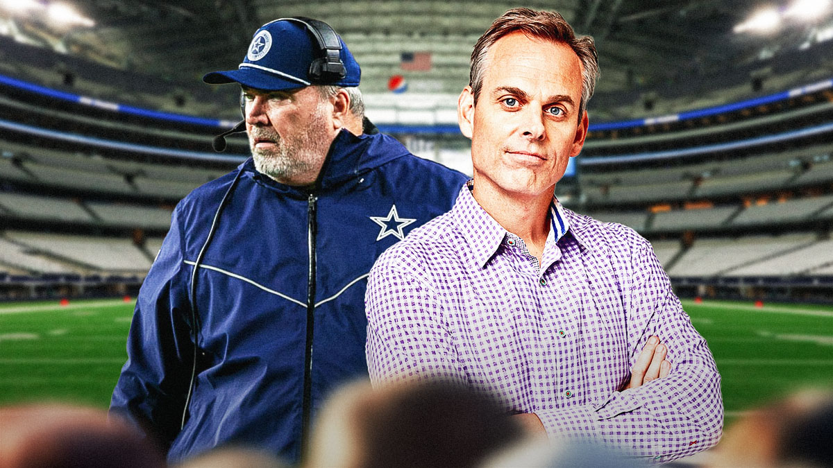 Colin Cowherd, and Mike McCarthy in front of the Cowboys stadium