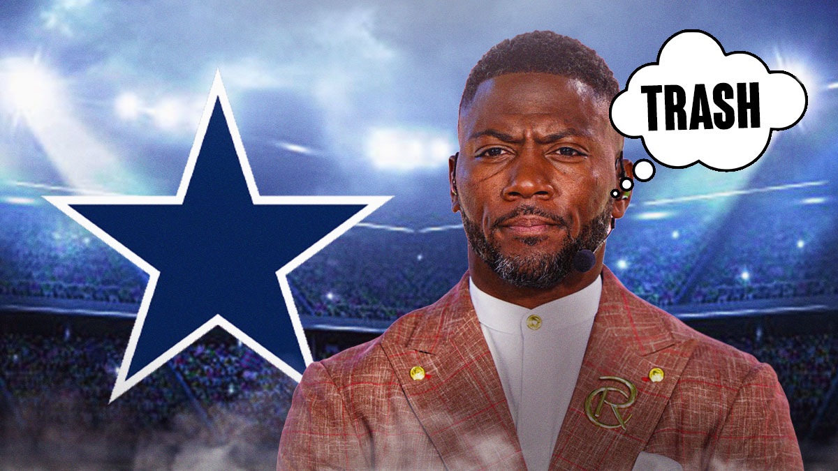 ESPN analyst Ryan Clark with a thought bubble that says "Trash" and the Dallas Cowboys logo is next to him.