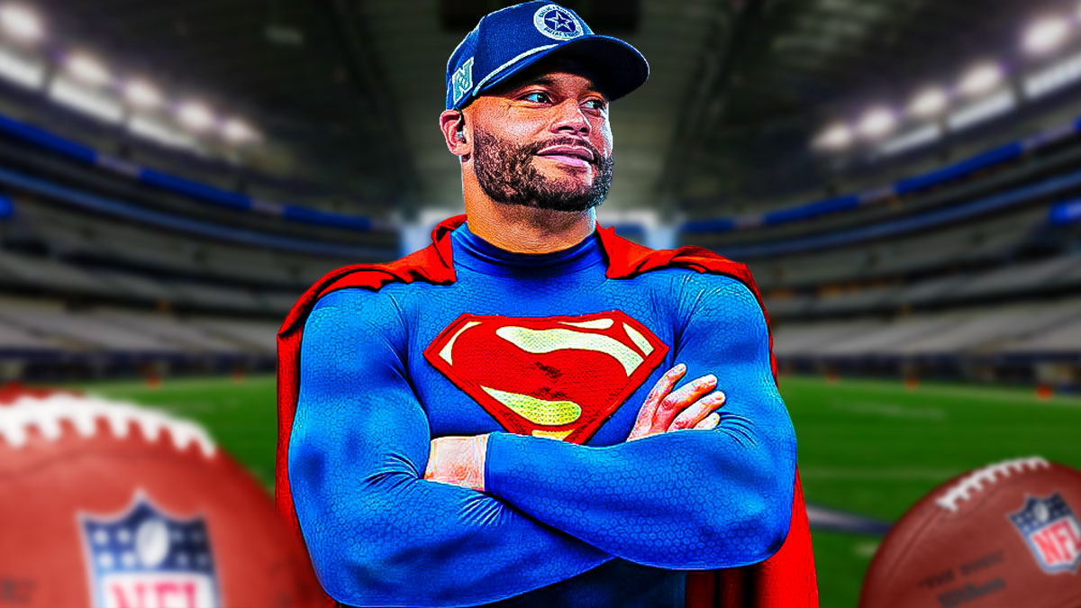 Cowboys QB Dak Prescott wearing a Superman costume