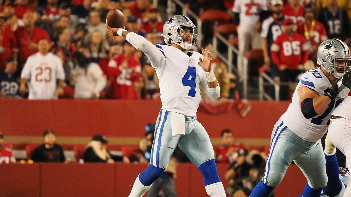 Dallas Cowboys quarterback Dak Prescott (4) throws the ball against the San Francisco 49ers during the fourth quarter at Levi's Stadium.