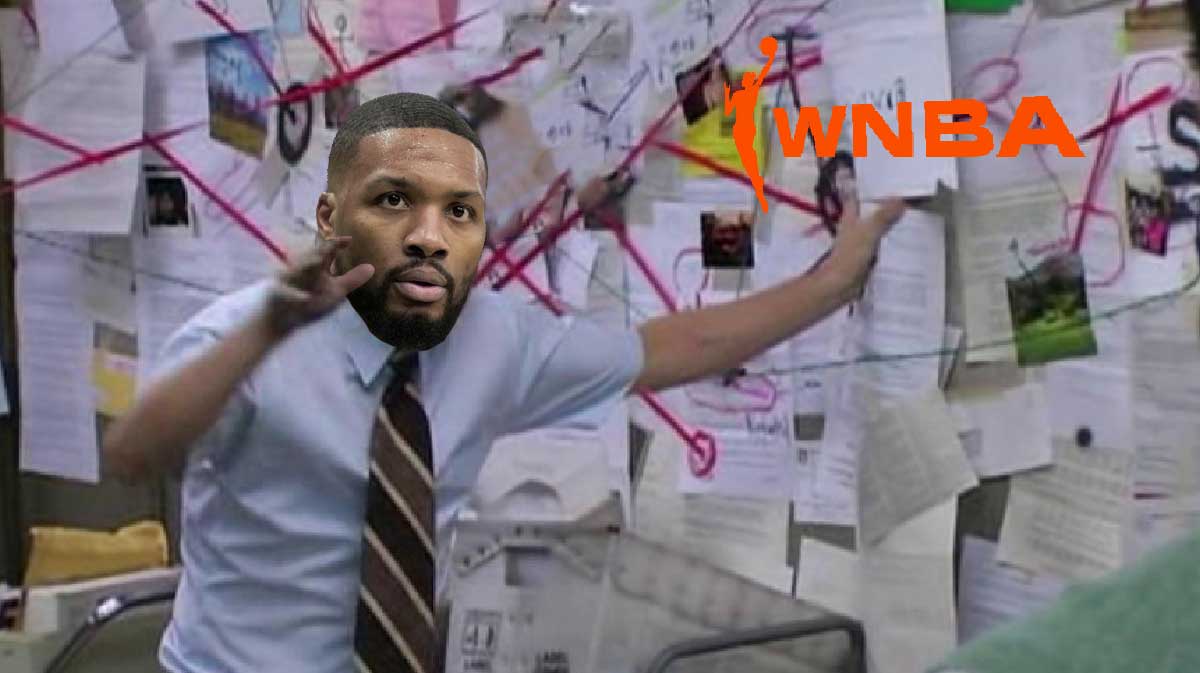 Damian Lillard (Bucks) as the explaining meme with WNBA logo