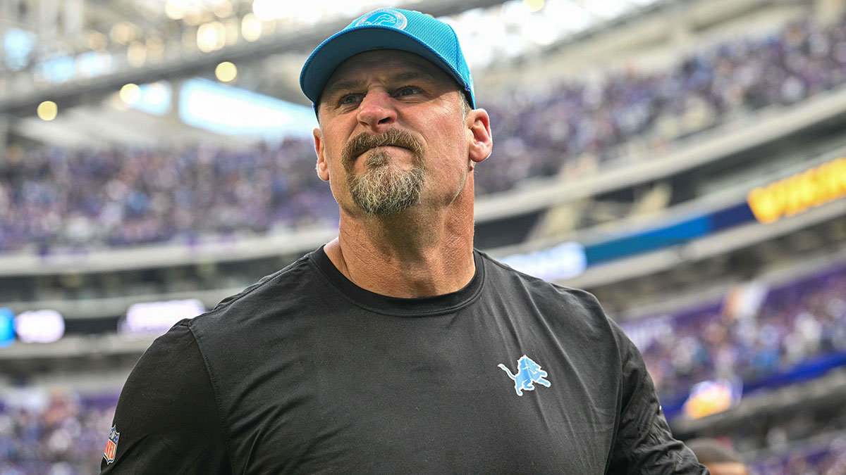 Oct 20, 2024; Minneapolis, Minnesota, USA; Detroit Lions head coach Dan Campbell leaves the field after the game against the Minnesota Vikings at U.S. Bank Stadium.