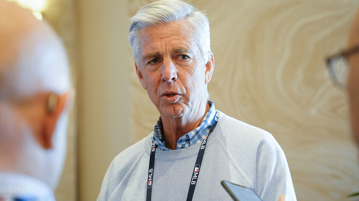 Philadelphia Phillies president of baseball operations Dave Dombrowski answers questions from the media during the MLB GM Meetings at The Conrad Las Vegas