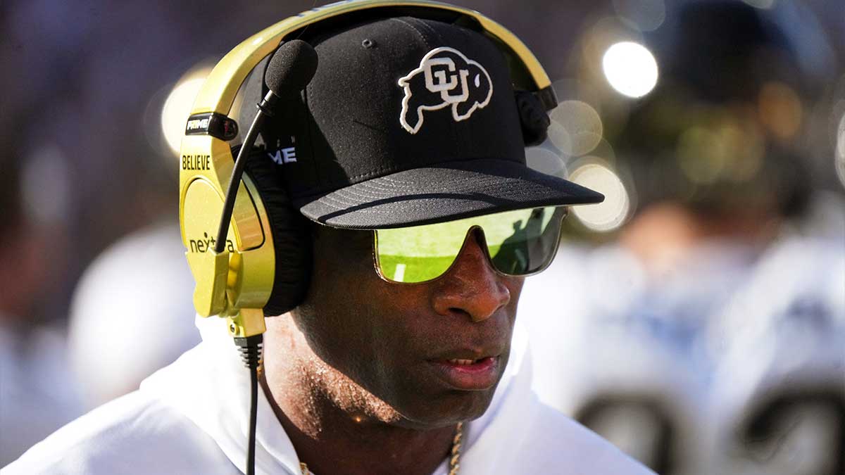 Colorado Buffaloes head coach Deion Sanders walks the sidelines as his team takes on the ASU Sun Devils