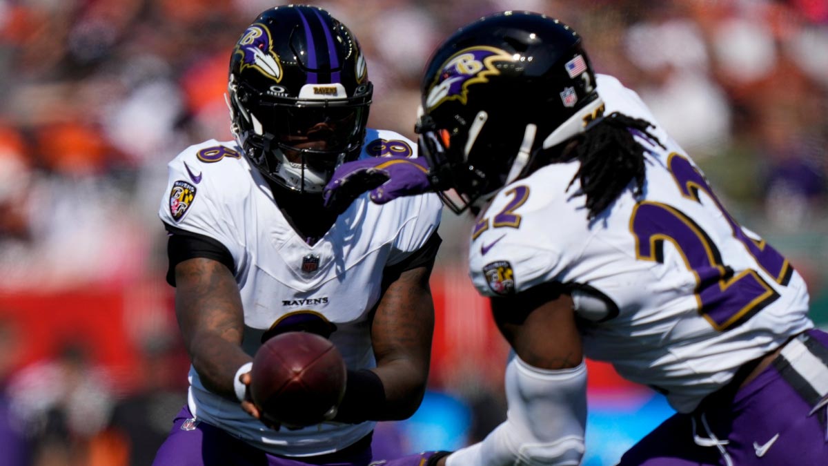 Baltimore Ravens quarterback Lamar Jackson (8) rushes during the first half against the Detroit Lions at M&T Bank Stadium.