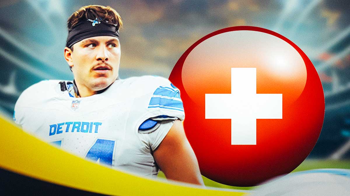 Lions Malcolm Rodriguez with a red cross