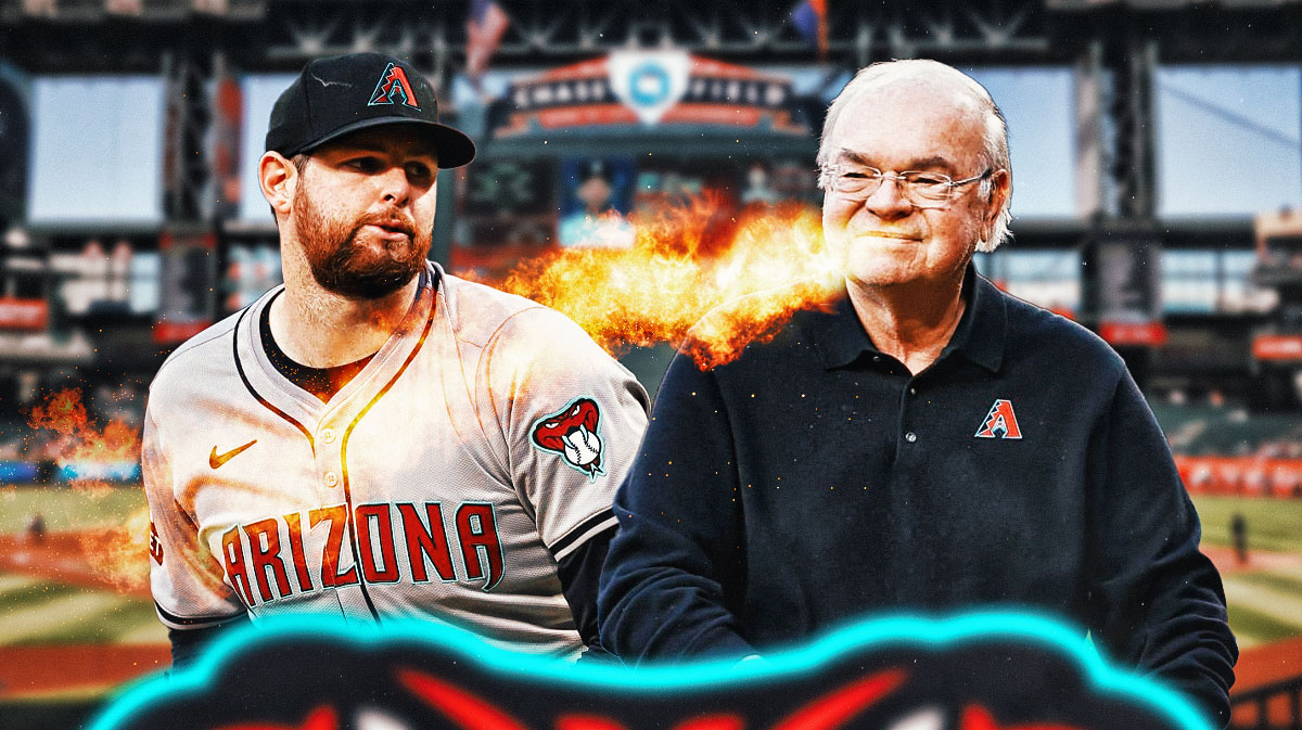 Photo: Diamondbacks owner Ken Kendrick blowing fire at Jordan Montgomery in Diamondbacks jersey