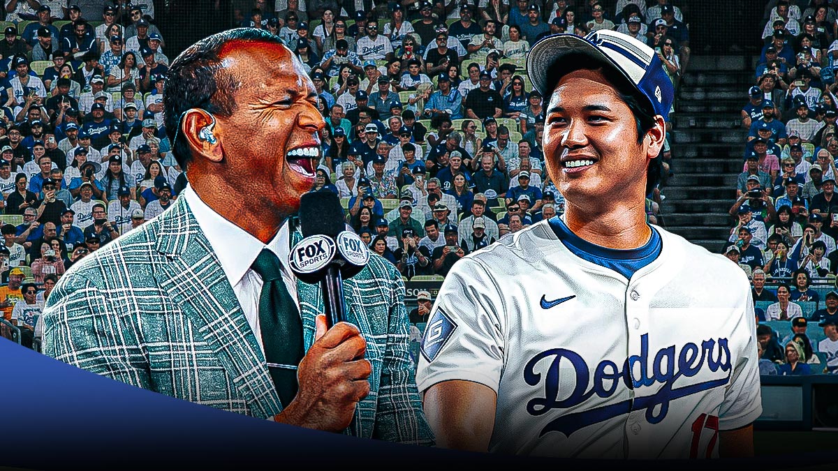 Dodgers' Shohei Ohtani next to Alex Rodriguez