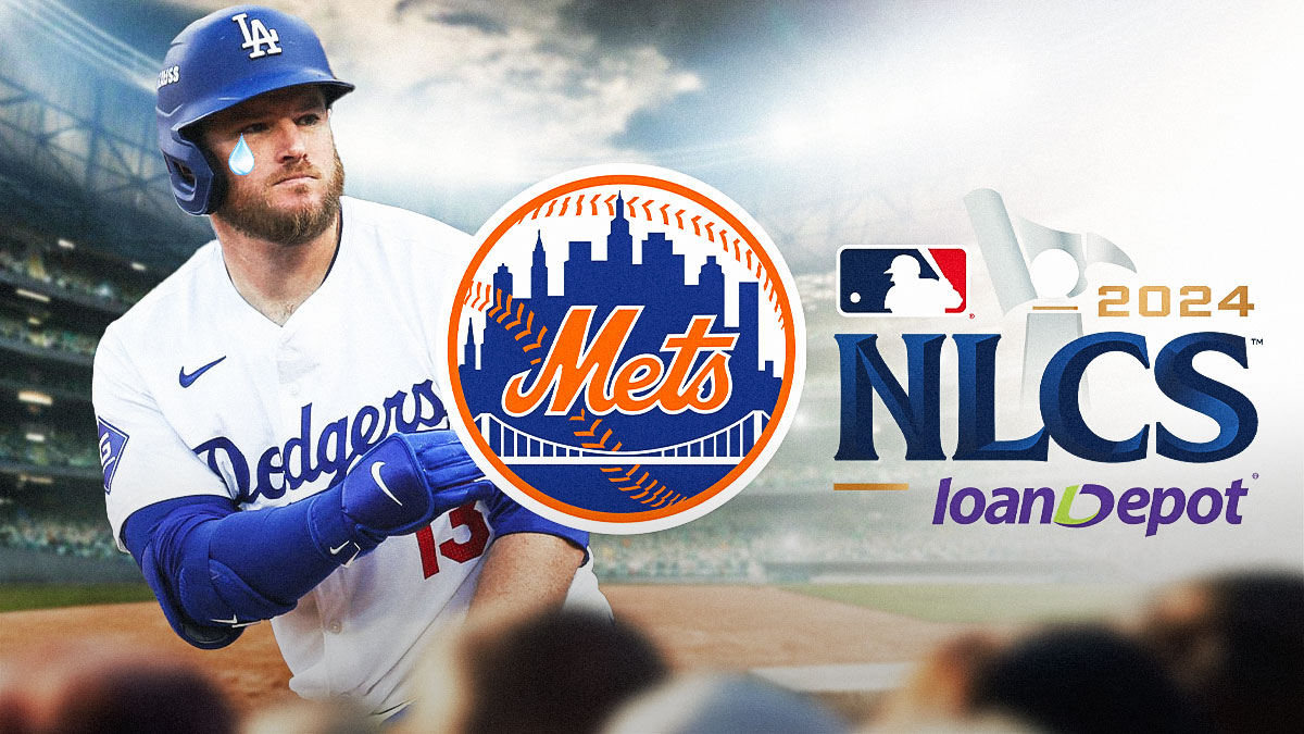 Max Muncy crying. Mets Logo. NLCS Logo.