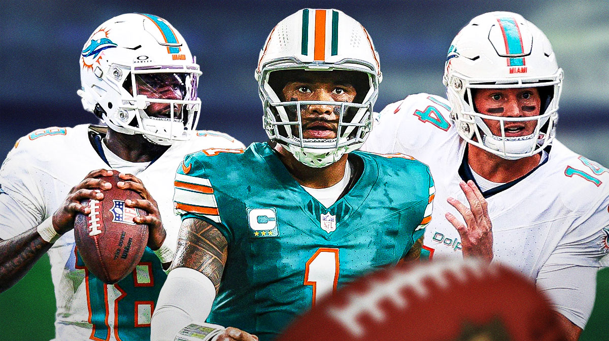 Dolphins' Tua Tagovailoa, Tyler Huntley, Tim Boyle