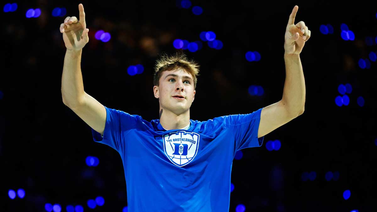 Duke Blue Devils guard Cooper Flagg (2) is introduced to fans during Countdown to Craziness at Cameron Indoor Stadium. Mandatory Credit: Jaylin Nash-Imagen Images