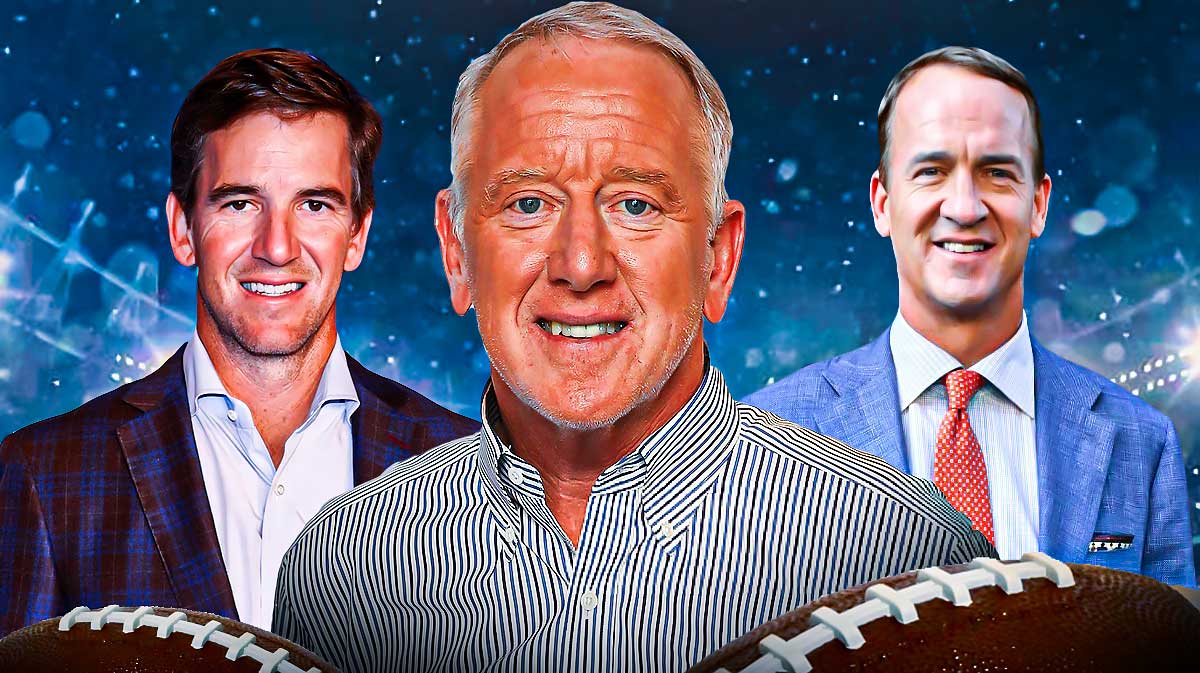 ManningCast hosts Eli and Peyton Manning with their dad, Archie Manning.