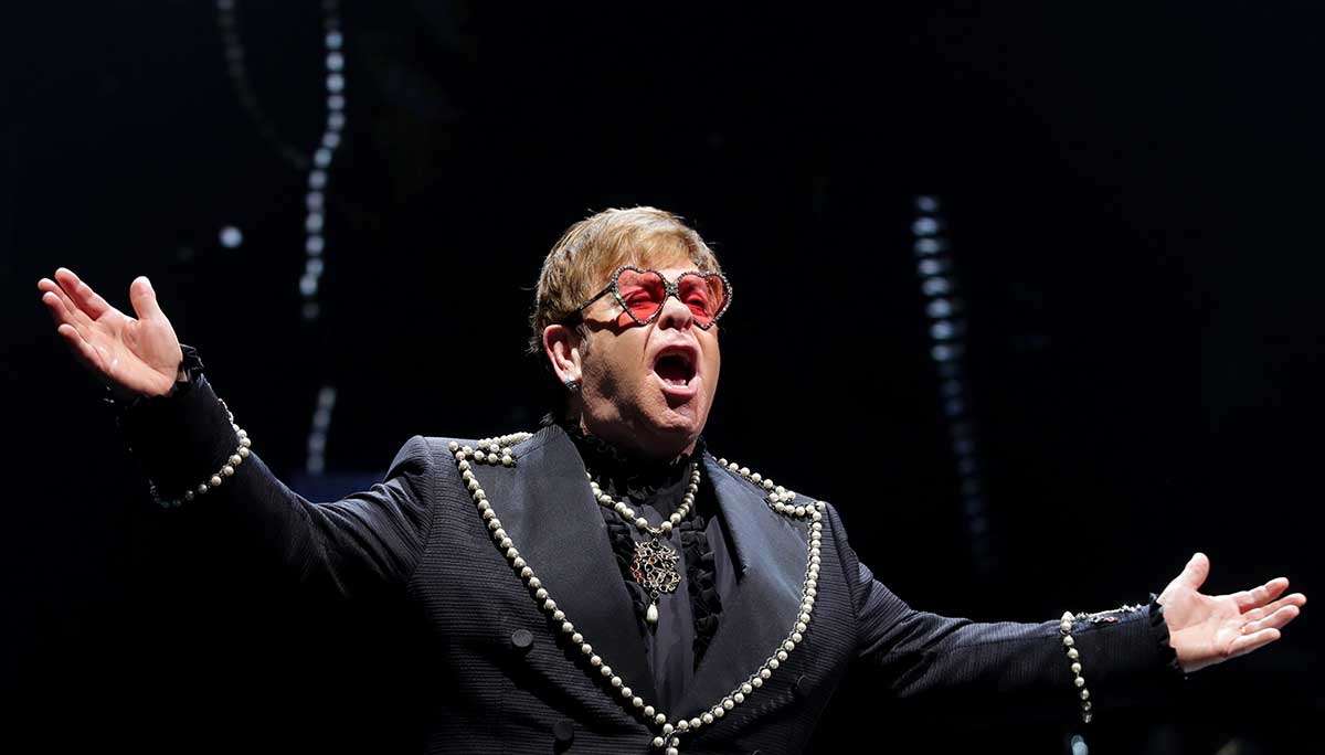 Elton John on his Farewell Yellow Brick Road Tour on October 23, 2018.
