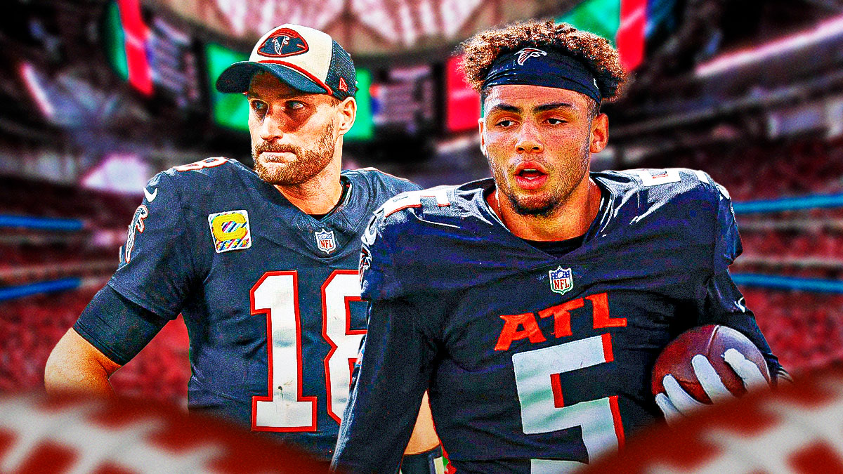 Atlanta Falcons' Kirk Cousins and Drake London after loss to Seattle Seahawks.