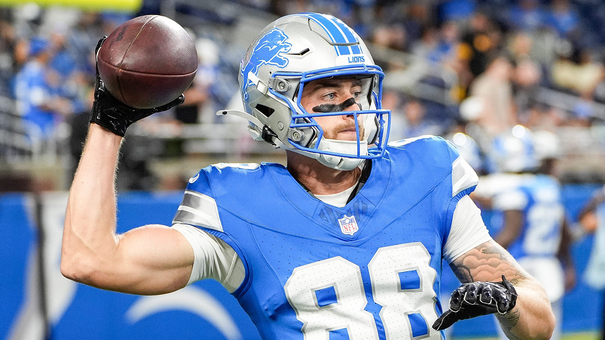 Detroit Lions wide receiver Kaden Davis (88) warms up before a preseason game against Pittsburgh Steelers at Ford Field in Detroit on Saturday, August 24, 2024.