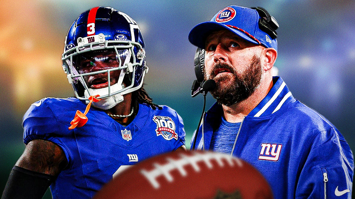 Giants Deonte Banks and Giants Brian Daboll