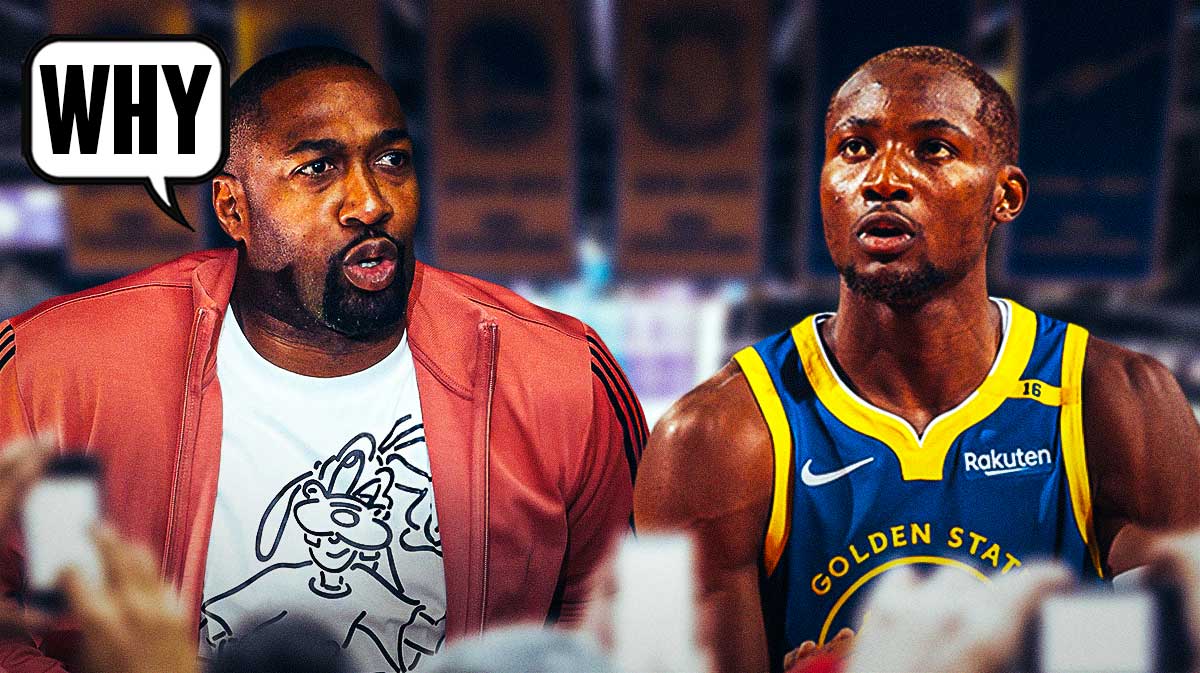 Gilbert Arenas with a thought bubble that says "Why" while Jonathan Kuminga is next to him.