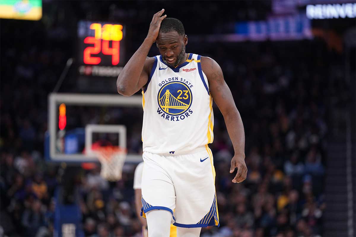 Golden State Warriors forward Draymond Green (23) walks on the court during action against the Los Angeles Lakers in the second quarter at the Chase Center.